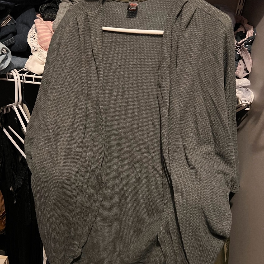 Gray Open Front Cardigan